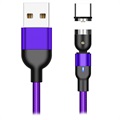 Pleciony Obrotowy Magnetyczny Kabel USB Type-C - 2 m - Fiolet