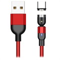 Pleciony Obrotowy Magnetyczny Kabel USB Type-C - 2 m - Czerwień