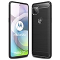 Etui na Motorola Moto G 5G ze Szczotkowanego TPU - Włókno Węglowe – Czarne