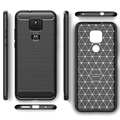 Motorola Moto G Play (2021) Szczotkowane Etui z TPU - Włókno Węglowe - Czarne