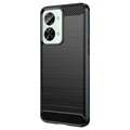 Szczotkowane etui z TPU do OnePlus Nord 2T - Włókno węglowe - Czarne