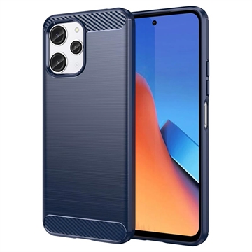 Szczotkowane Etui z TPU do Xiaomi Redmi 12 - Włókno Węglowe - Błękit