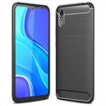 Szczotkowane etui z TPU do Xiaomi Redmi 9A - Włókno węglowe - Czarne