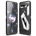 Szczotkowane etui z TPU do telefonu Asus ROG Phone 5 - Włókno węglowe - Czarne