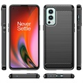 Szczotkowane Etui z TPU do OnePlus Nord 2 5G - Włókno Węglowe - Czarne