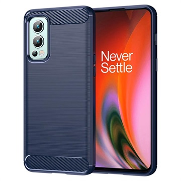 Szczotkowane Etui z TPU do OnePlus Nord 2 5G - Włókno Węglowe - Błękit