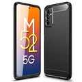 Szczotkowane Etui z TPU do Samsung Galaxy M52 5G - Włókno węglowe - Czarne
