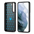 Szczotkowane Etui z TPU do Samsung Galaxy S22 5G - Włókno Węglowe - Czarne