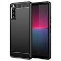 Szczotkowane Etui z TPU do Sony Xperia 10 V - Włókno Węglowe