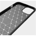 Szczotkowane Etui z TPU do iPhone 13 Mini - Włókno Węglowe - Czarne