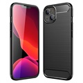 iPhone 14 Max Szczotkowane Etui z TPU - Włókno Węglowe