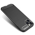 Szczotkowane Etui z TPU do iPhone 12 Pro Max - Włókno Węglowe - Czarne