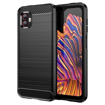 Samsung Galaxy Xcover6 Pro Etui Brushed z TPU - Włókno Węglowe - Czarne