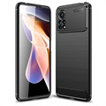 Szczotkowane Etui z TPU do Xiaomi Poco X4 Pro 5G - Włókno węglowe - Czarne