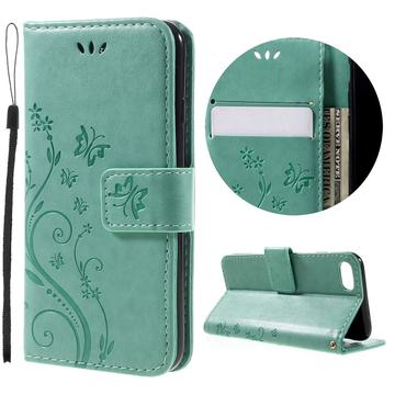 iPhone 7/8/SE (2020)/SE (2022) Etui-Portfel seria Butterfly - Cyjan