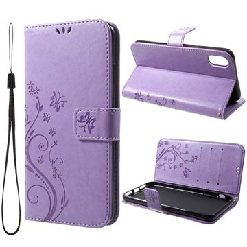 iPhone XR Etui-Portfel seria Butterfly - Fioletowe