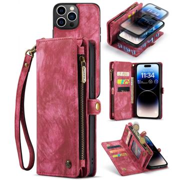 Wielofunkcyjne Etui z Portfelem 2-w-1 Caseme do iPhone 14 Pro Max - Czerwień