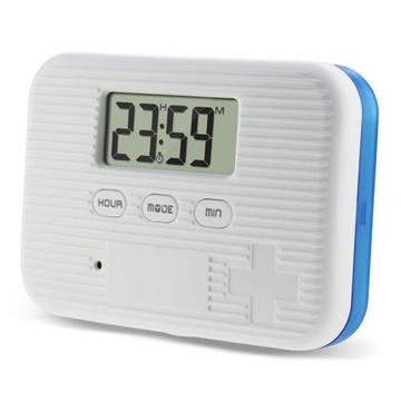 CR-211 6-komorowy inteligentny organizer na tabletki z timerem - niebieski / biały