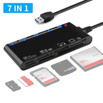 Wielofunkcyjny czytnik kart CR7 USB 3.0 - karty CF/SD/MS/TF - czarny