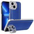 Hybrydowe Etui CamStand do iPhone 13 - Włókno Węglowe - Błękit