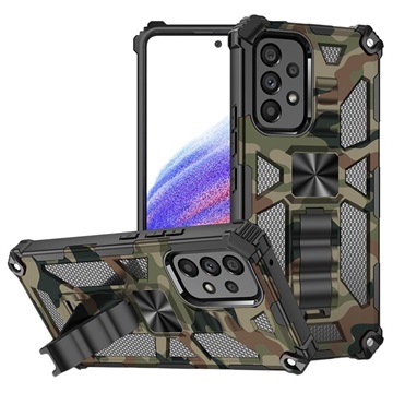 Etui Hybrydowe z Podpórką Serii Camo do Samsung Galaxy A53 5G - Wojskowa Zieleń