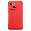 Silikonowe Etui Seria Card Armor do iPhone 13 Mini - Czerwone