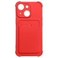 Silikonowe Etui Seria Card Armor do iPhone 13 Mini - Czerwone
