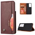 Samsung Galaxy S21 Ultra 5G Etui-Portfel z Serii Card Set - Czerwone Wino