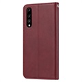 Huawei P30 Etui-Portfel z serii Card Set - Czerwone Wino