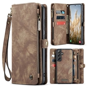Samsung Galaxy S24 FE Wielofunkcyjny Pokrowiec-Portfel Caseme 008 2-w-1 - Brąz