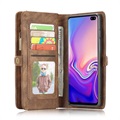 Wielofunkcyjne etui z portfelem CaseMe 2-w-1 do telefonu Samsung Galaxy S10+ - Brązowe