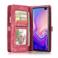 Wielofunkcyjne etui z portfelem Caseme 2-w-1 do telefonu Samsung Galaxy S10+ - Czerwone