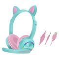 Przewodowe słuchawki nauszne Cat Ears AKZ-020 dla dzieci / zestaw słuchawkowy do gier z mikrofonem - Lazurowy