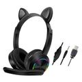 Przewodowe słuchawki nauszne Cat Ears AKZ-020 dla dzieci / zestaw słuchawkowy do gier z mikrofonem - czarne
