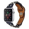 Apple Watch 7/SE/6/5/4/3/2/1 Skórzany Pasek z Łańcuszkiem - 45mm/44mm/42mm - Błękit