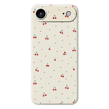 Etui z TPU iPhone 17 Air z wzorem wiśniowym - beżowe