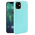Etui z Powlekanego Plastiku do iPhone’a 11 - Krokodyl - Niebieskozielony
