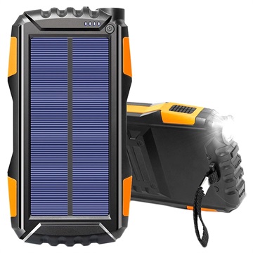 Kompaktowy Solarny Powerbank z Dwoma USB TS-819 - 20000mAh - Pomarańcz / Czerń