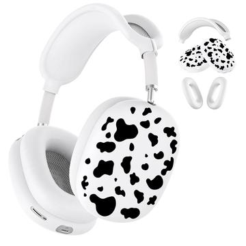 Zestaw ochronny 3 w 1 do słuchawek AirPods Max z wzorem krowy - Biel / Czerń