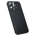 iPhone 14 Pro Pokryte Skórą Hybrydowe Etui - Czarny