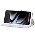 Samsung Galaxy S21 Ultra 5G Etui z Portfelem z Serii Croco Bling - Różowe Złoto