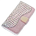 Etui-Portfel Croco z Serii Bling do Samsung Galaxy S21 5G - Różowo-Złote