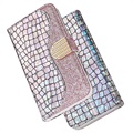 Etui-Portfel Croco z Serii Bling do Samsung Galaxy S21 5G - Różowo-Złote