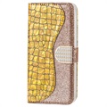 Etui-Portfel z Serii Croco Bling do Samsung Galaxy S22 5G - Złote