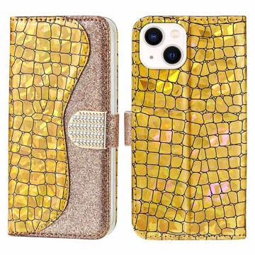 Etui-Portfel z Serii Croco Bling do Samsung Galaxy A13 5G - Różowe Złoto
