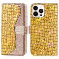 Etui z Portfelem Croco Bling do iPhone 14 Pro Max - Złoto