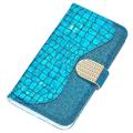 Etui-Portfel z Serii Croco Bling do iPhone 14 - Błękit