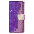 Etui-Portfel z Serii Croco Bling do iPhone 14 - Fiolet