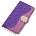 Etui-Portfel z Serii Croco Bling do iPhone 14 - Fiolet