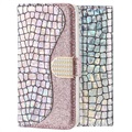 Etui z Portfelem Croco Bling do Samsung Galaxy A50 - Srebrny